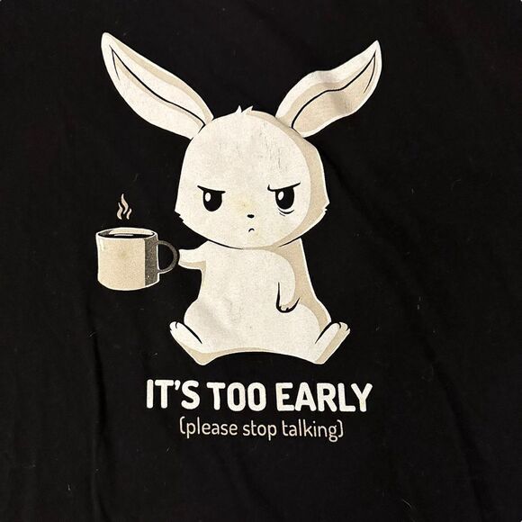 Tee Turtle ~ Set of 2 ~ Black Tshirt w/ Bunny ~ size XL ~ lightweight - Picture 3 of 12